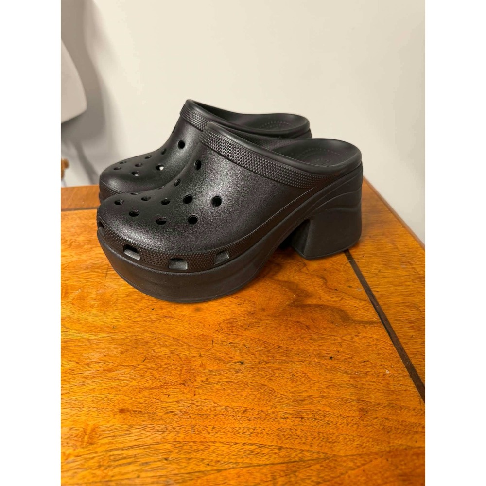 Crocs Womens 9 Black Siren Clog Platform Heel Mules 208547-001